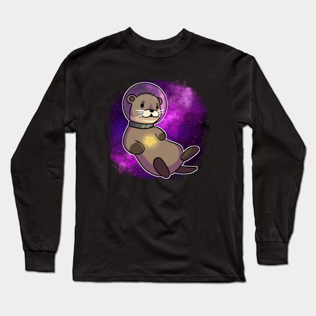 Space Otter Long Sleeve T-Shirt by lindepet